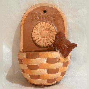 Minimalism Terracotta Wall Pocket Decor Basket Weave Perched Bird Figure